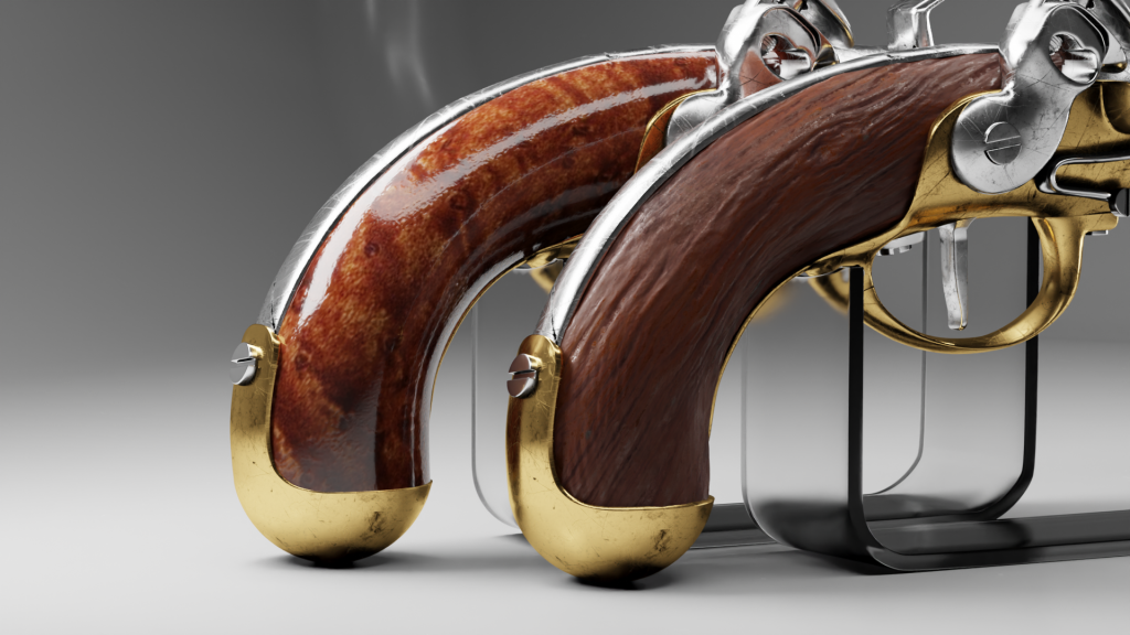 Charleville c0avalry pistol walnut grain texture and procedural wood stock differences