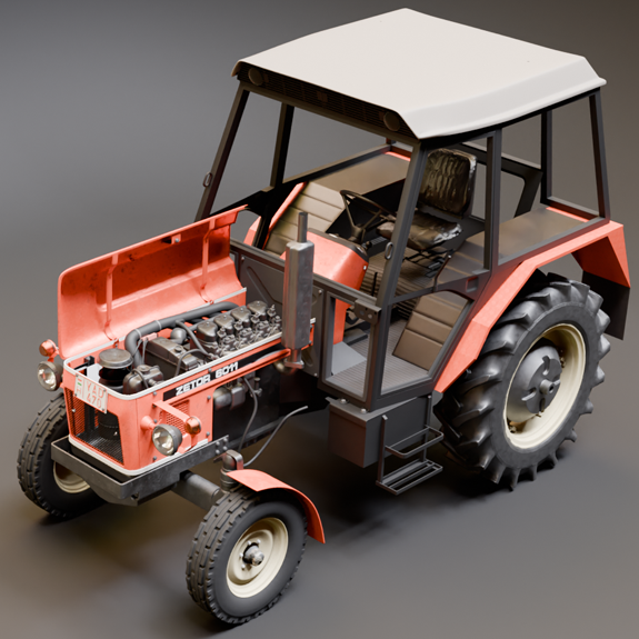 A Zetor tractor aerial render - from the 3D portfolio.